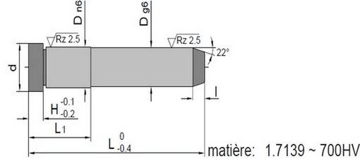 Doigt de démoulage à tête cylindrique