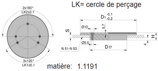 Bride de centrage avec perçage